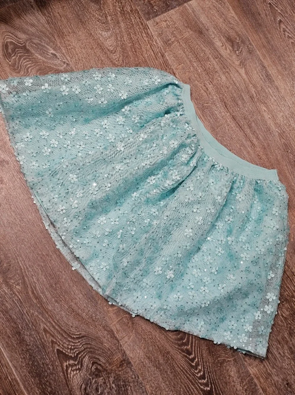 Children's Place Aqua Floral Appliqué Skirt